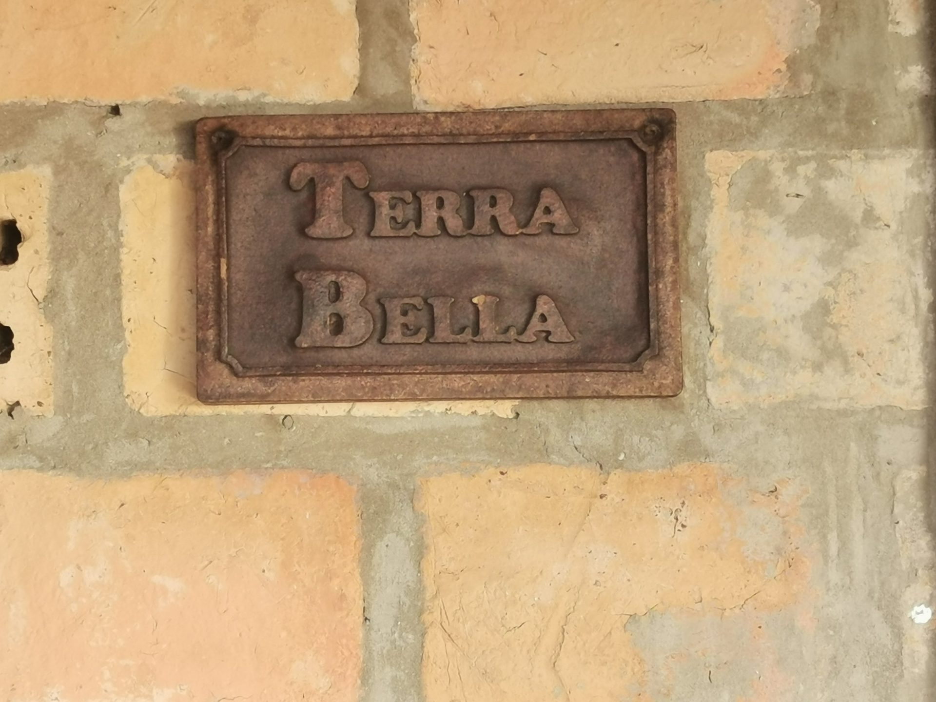 The cast-iron Terra Bella nameplate